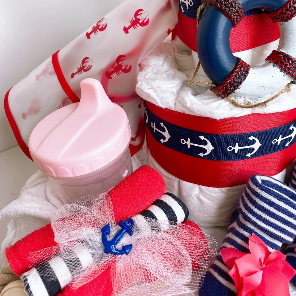 Girl Nautical Diaper Cake, Boat Diaper Cake